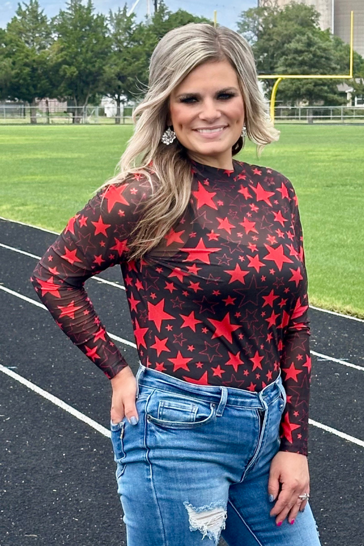 Go Team Go Red and Black Mesh