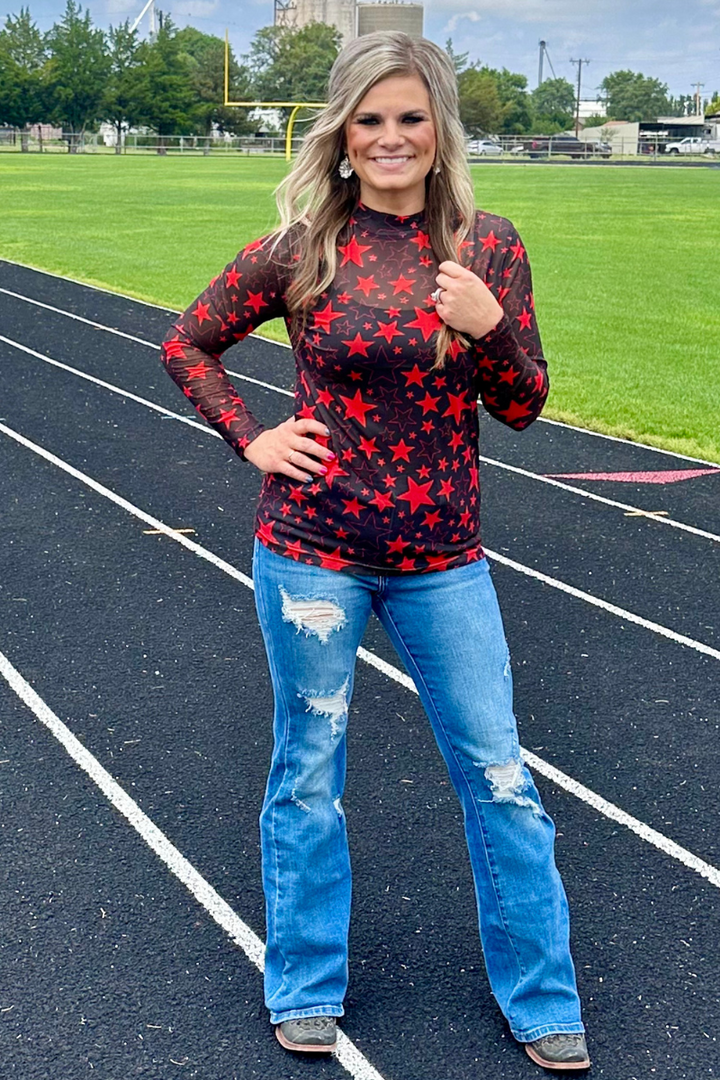 Go Team Go Red and Black Mesh