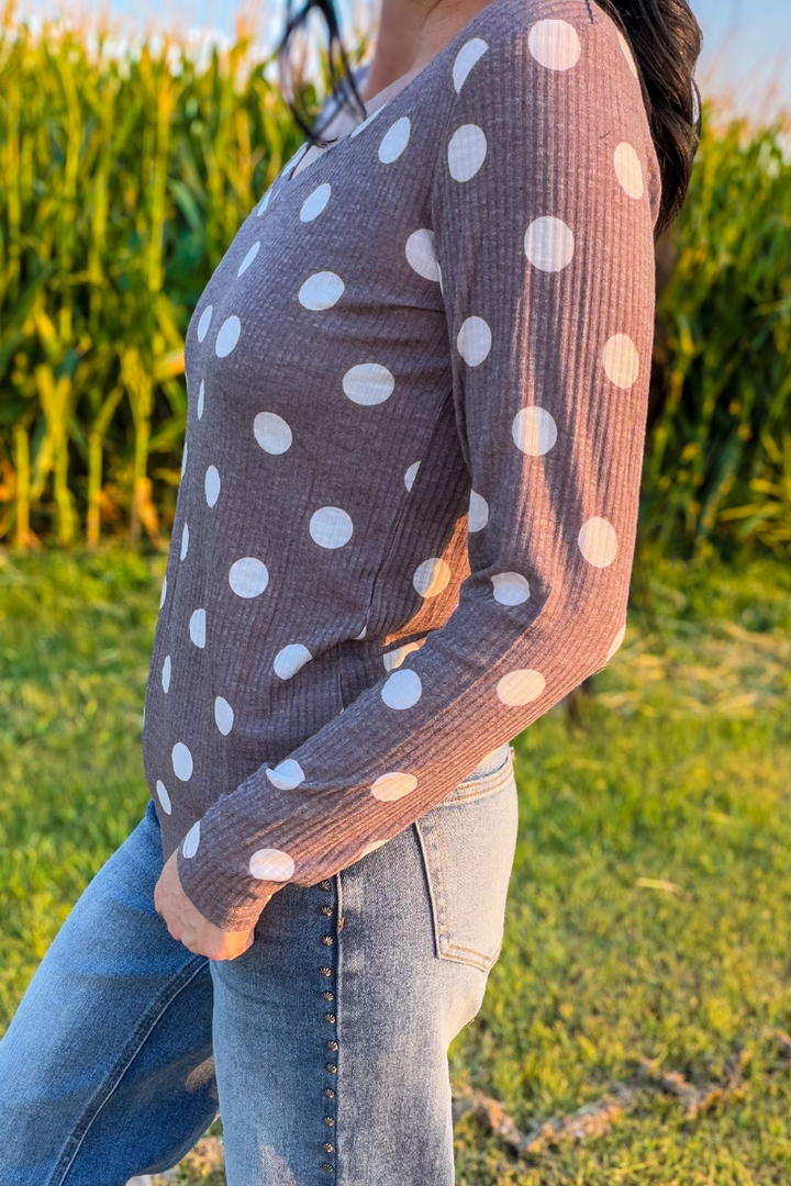 Prairie Polka Top- Chocolate Brown