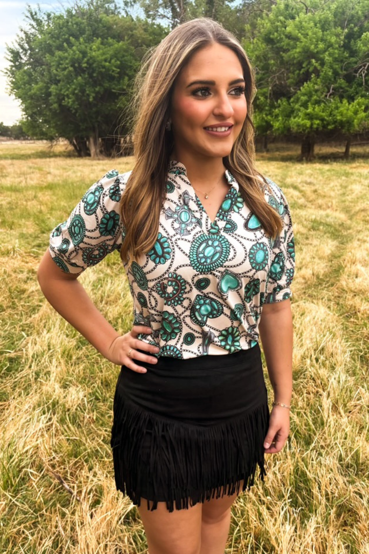 FORT WORTH FRINGE SKIRT BLACK