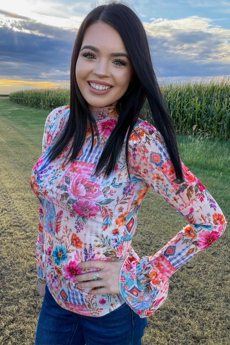 Patchwork Prairie Mesh Top