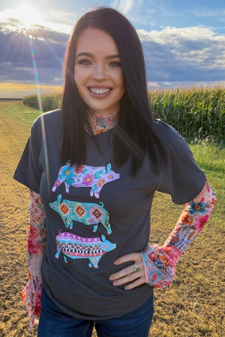 Patchwork Prairie Mesh Top