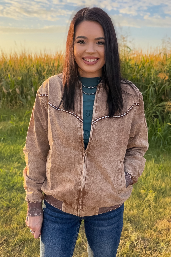 Buckskin Buckstitch Bomber Jacket