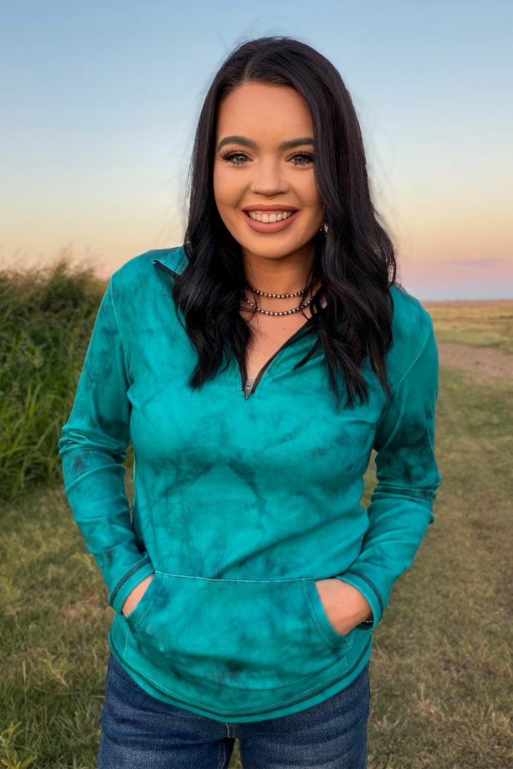 Cowgirl Fade Pullover- Turquoise