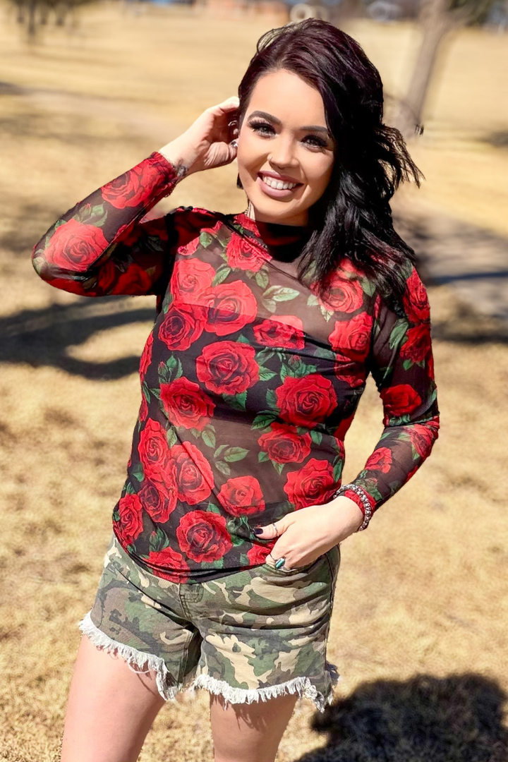 Rose Of My Heart Mesh Top