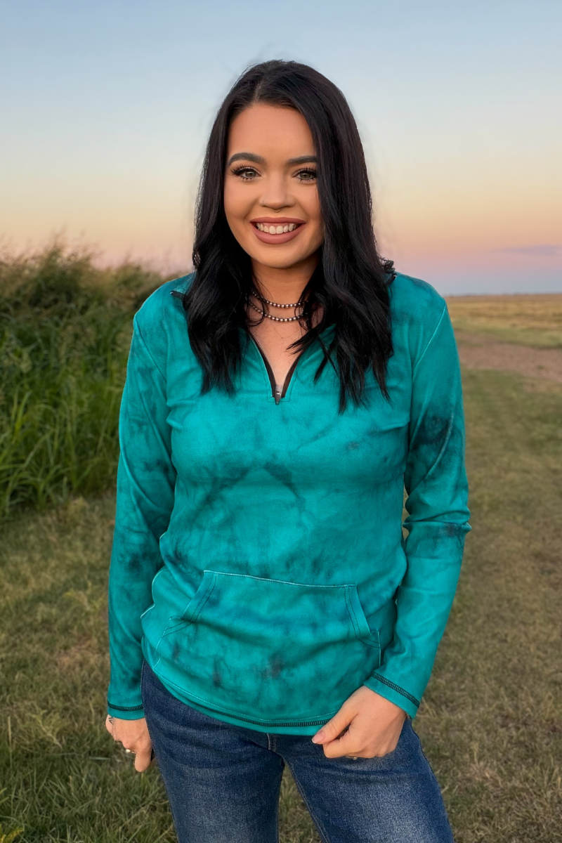 Cowgirl Fade Pullover- Turquoise