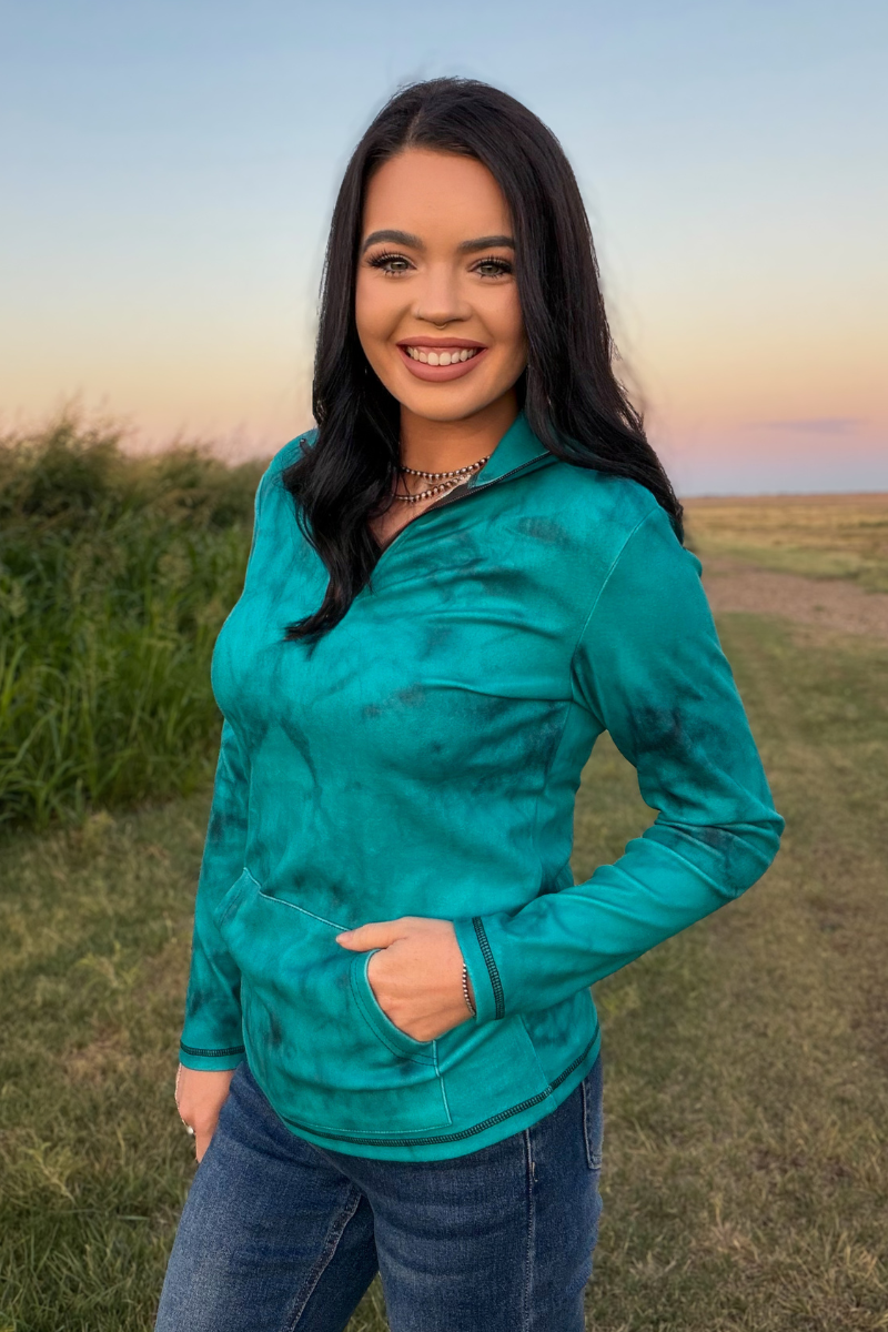 Cowgirl Fade Pullover- Turquoise