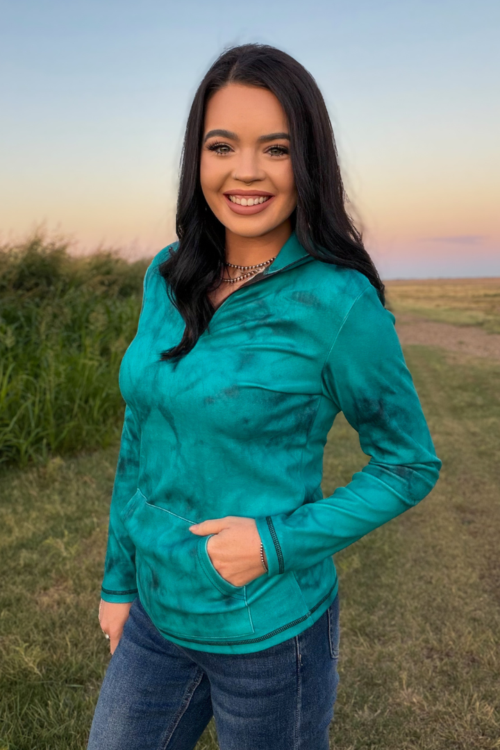 Cowgirl Fade Pullover- Turquoise