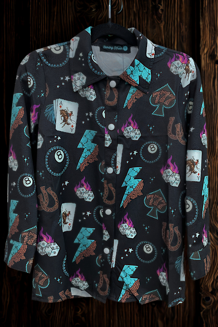 Mini Cowgirl Charm Button Up