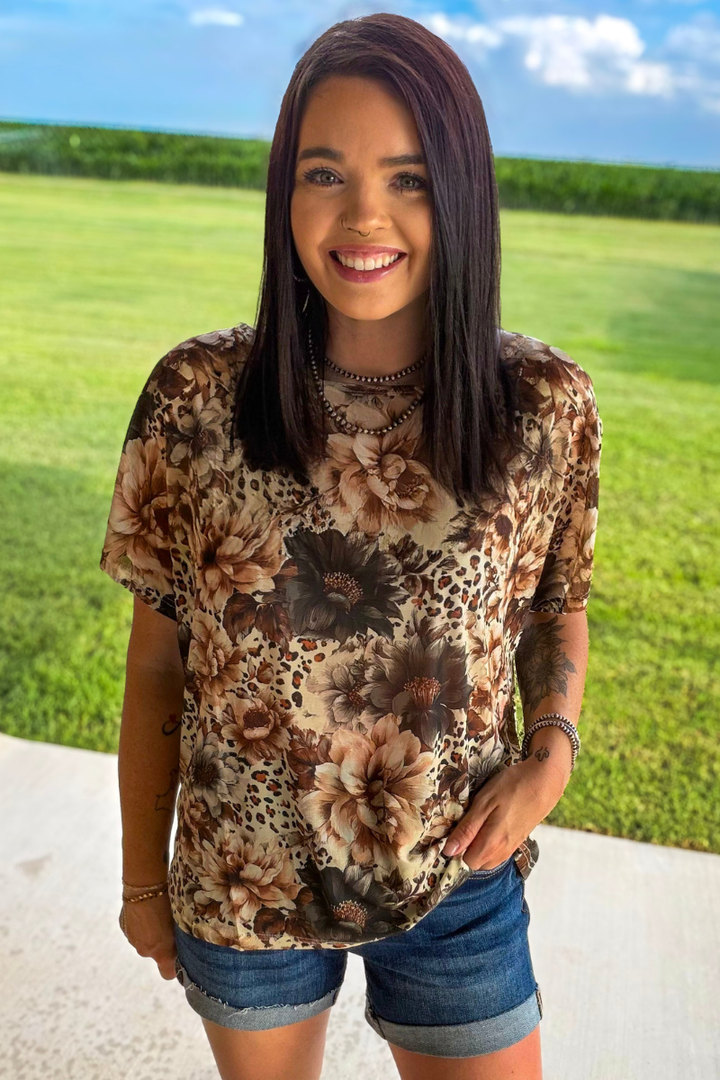 Bloom in Leopard Mesh Top