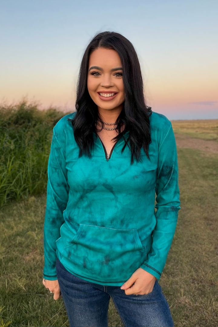 Cowgirl Fade Pullover- Turquoise