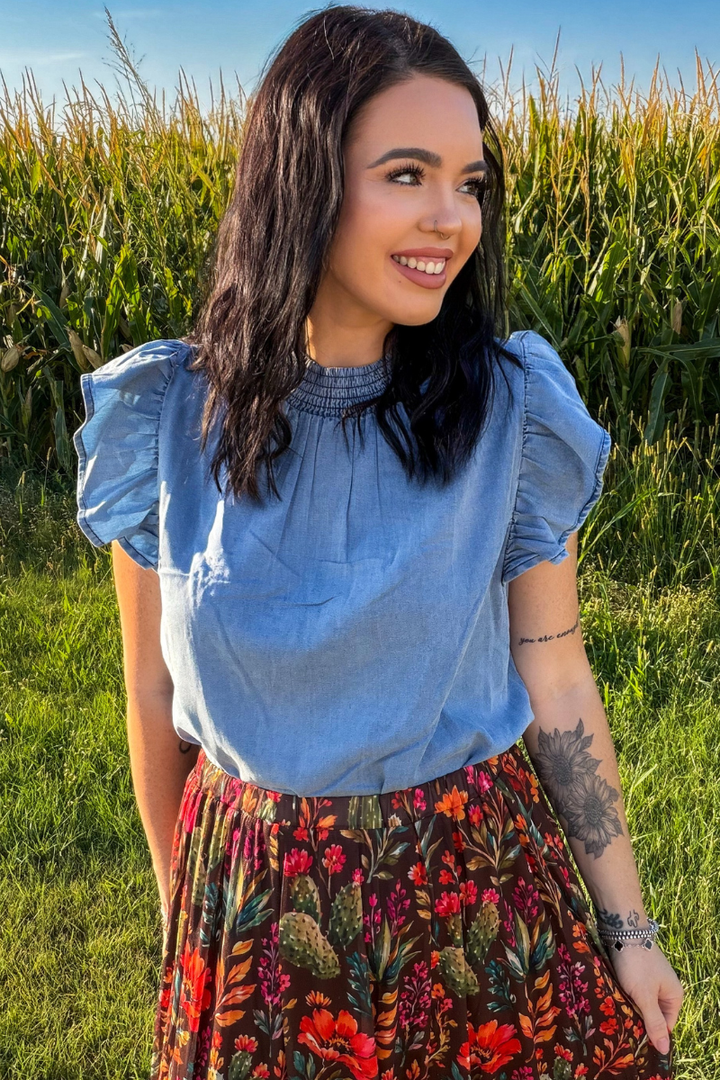 Babydoll Top Denim - Light Wash