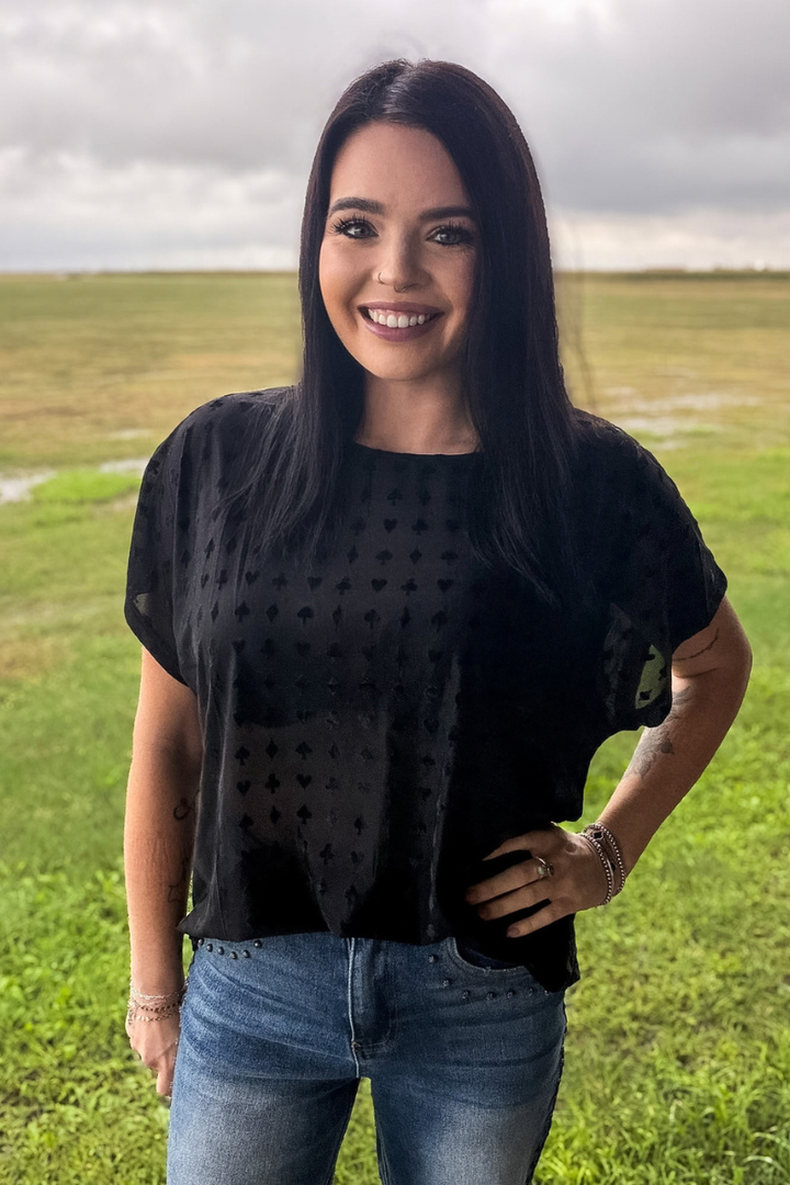 Blackjack Velvet Short Sleeve Mesh Top