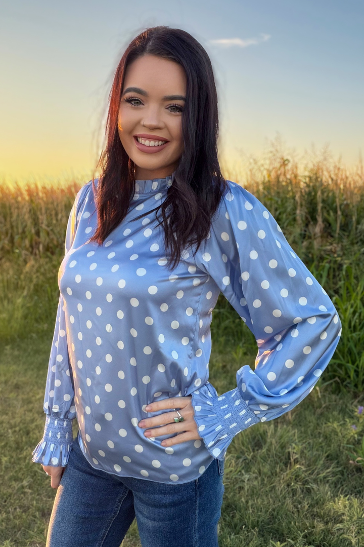Sunday at the Ranch Top - Denim Dot