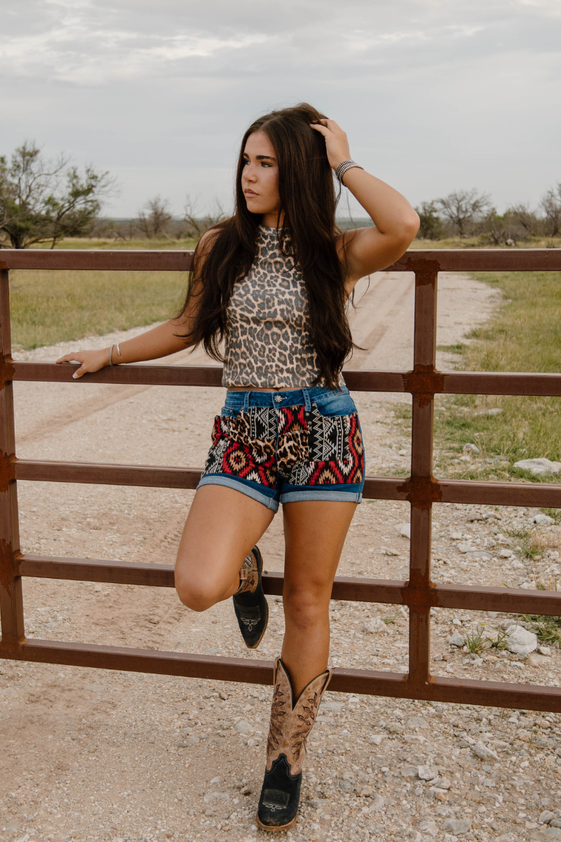 Patched Up Shorts - Leopard