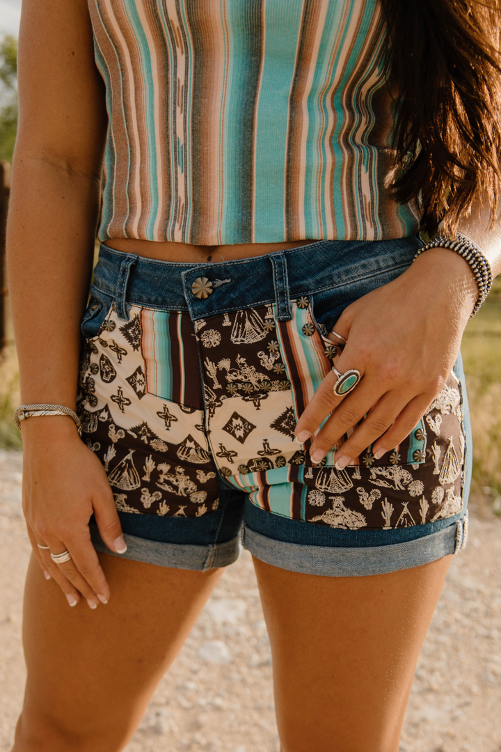 Patched Up Shorts - Western