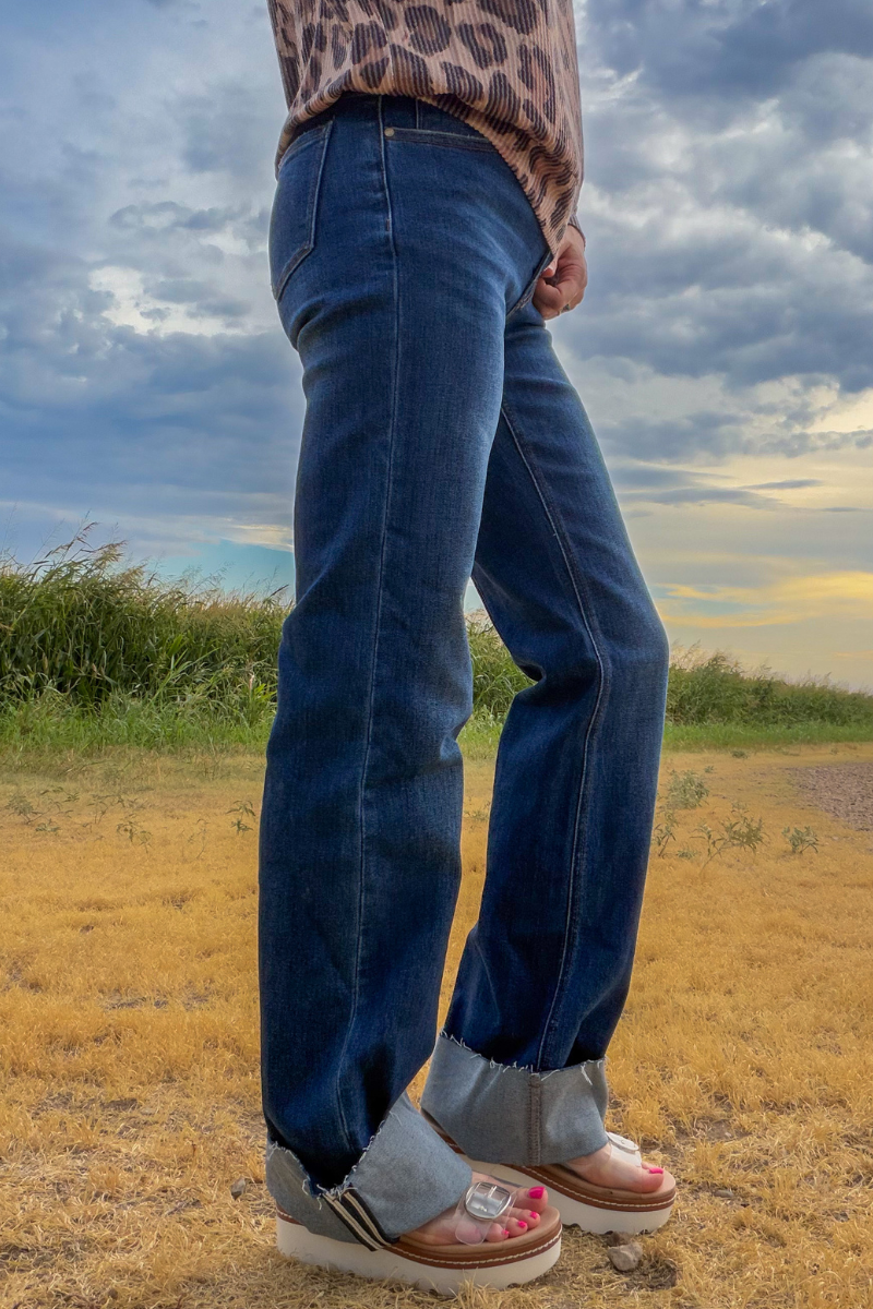 SK Cuffed Straight Leg Jeans