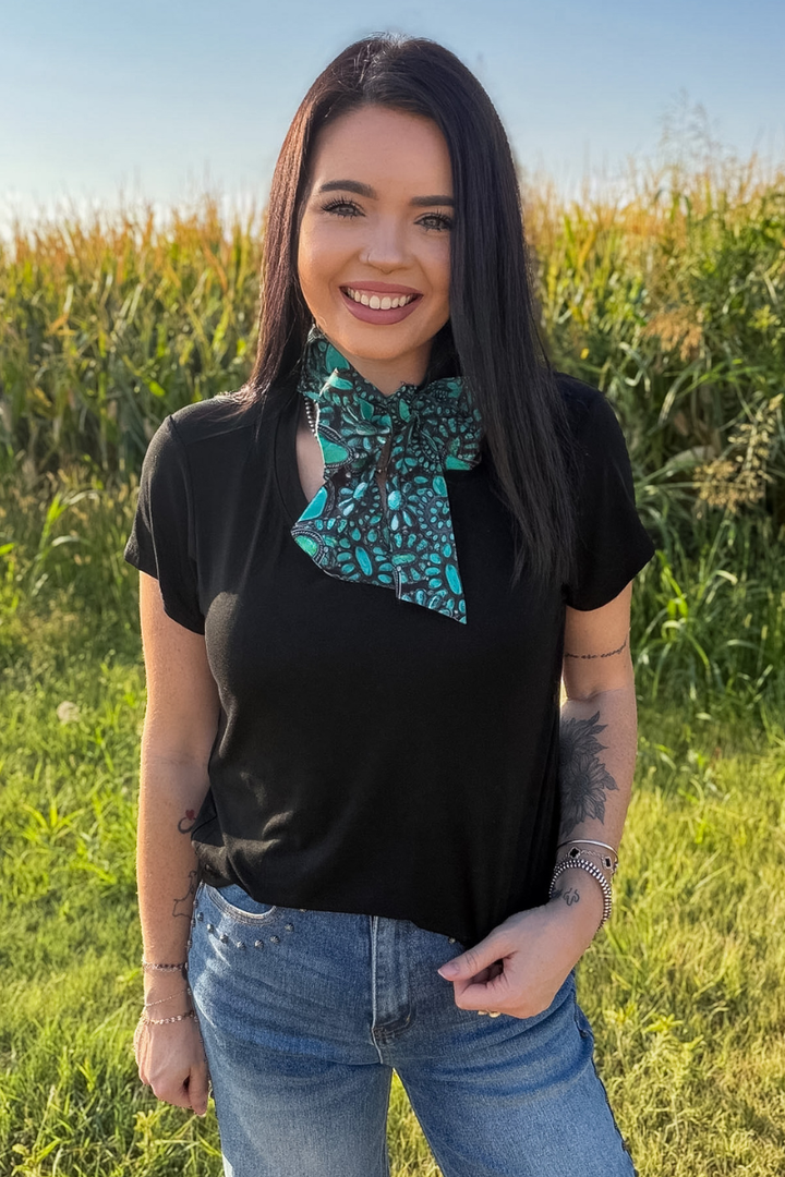 Cowgirl Cluster Latigo Tie Top