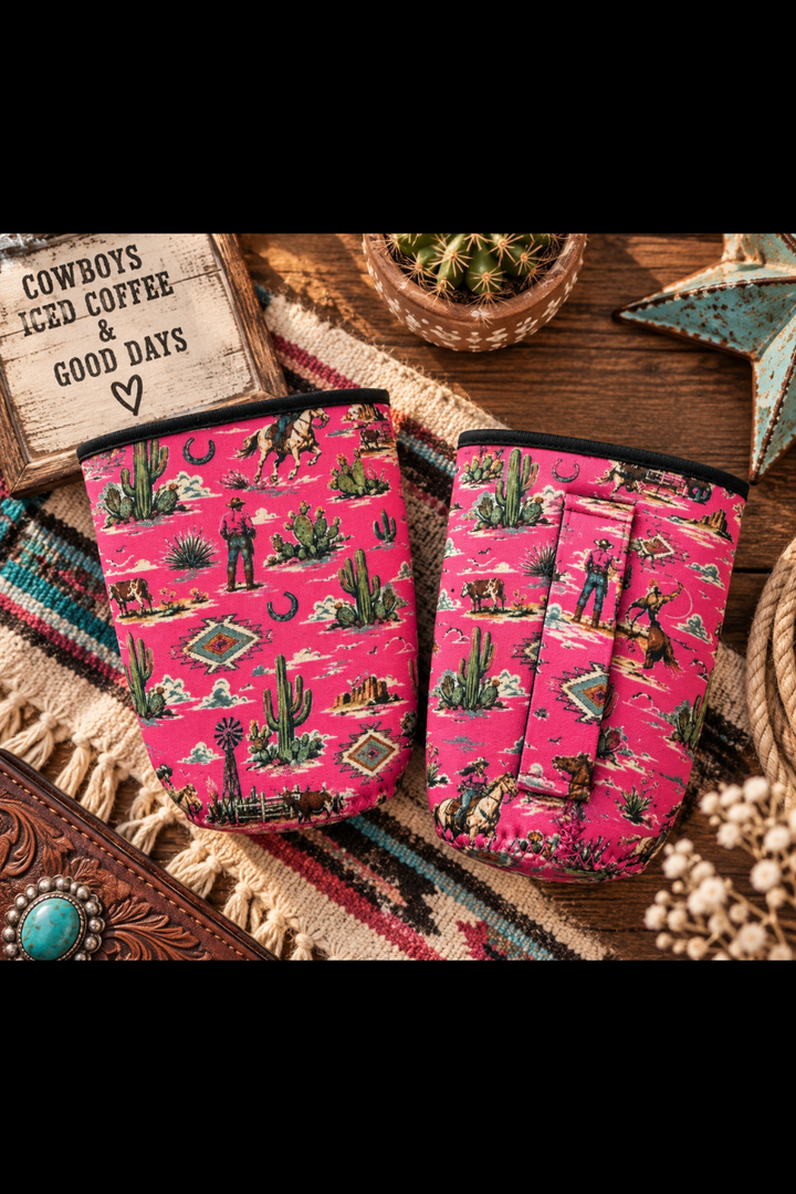 Pink Rock Rodeo Coffee Koozie