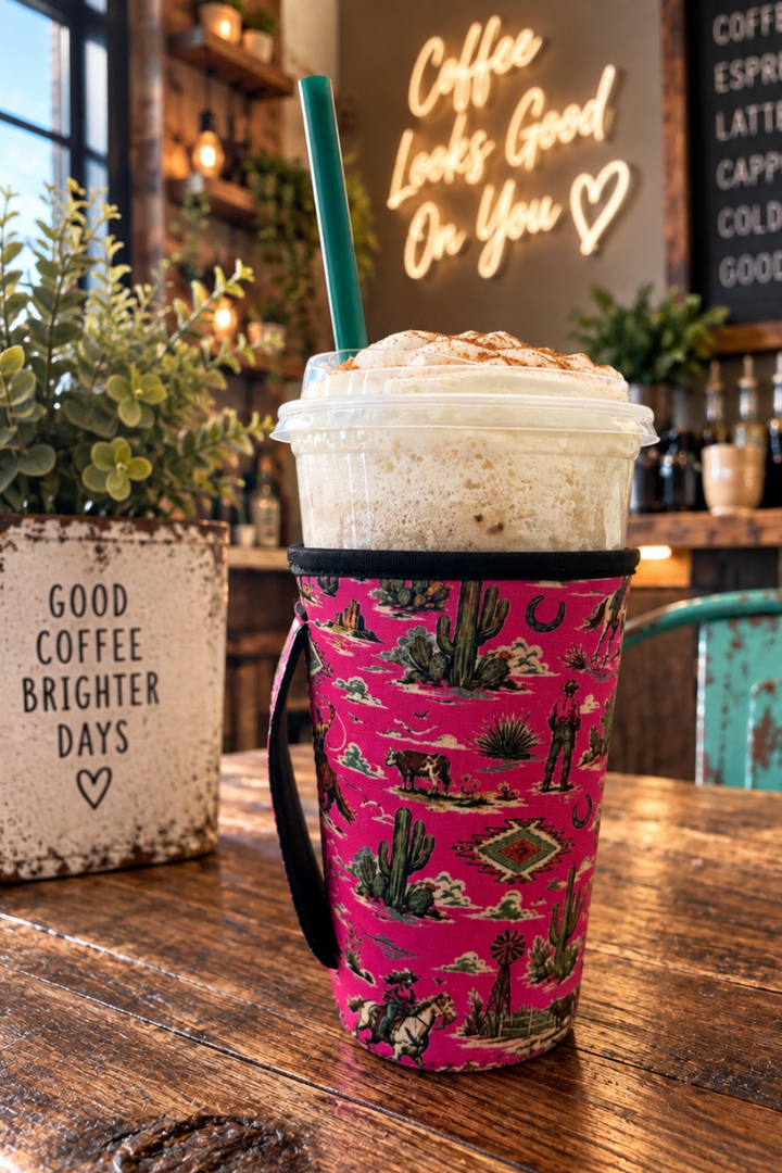 Pink Rock Rodeo Coffee Koozie