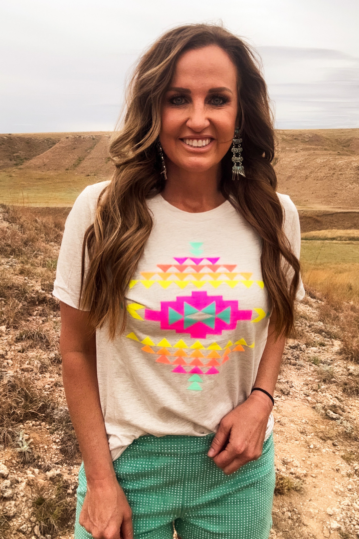Neon Wild West Aztec Tee