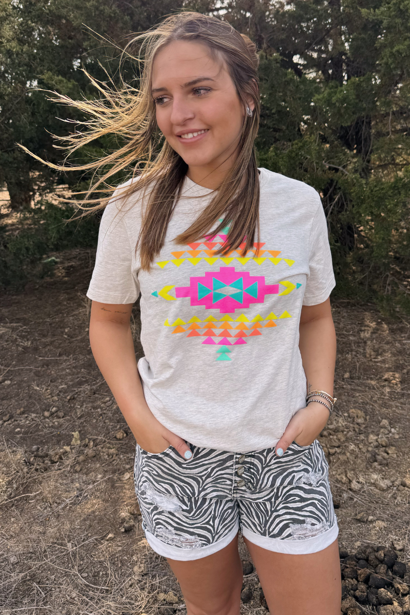 Neon Wild West Aztec Tee