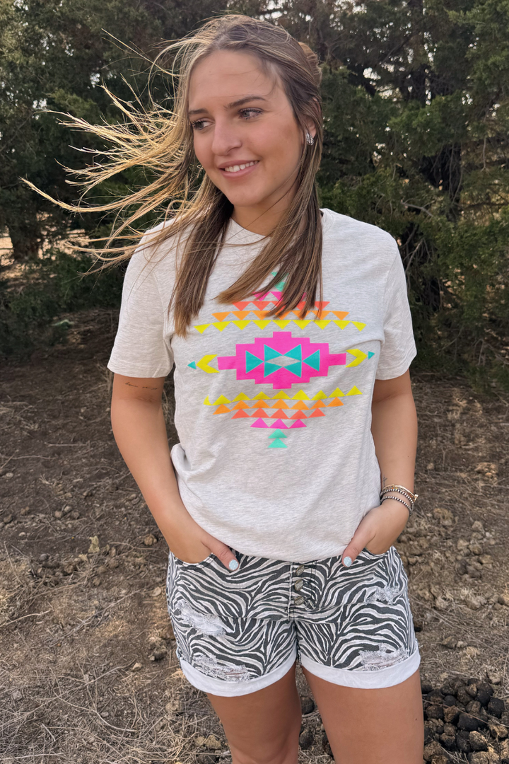 Neon Wild West Aztec Tee