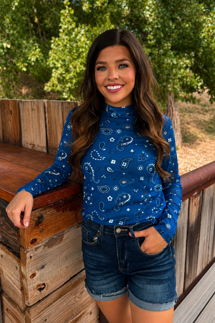 Bandana Babe Mesh Top Blue