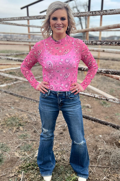 Bandana Babe Mesh Top Pink