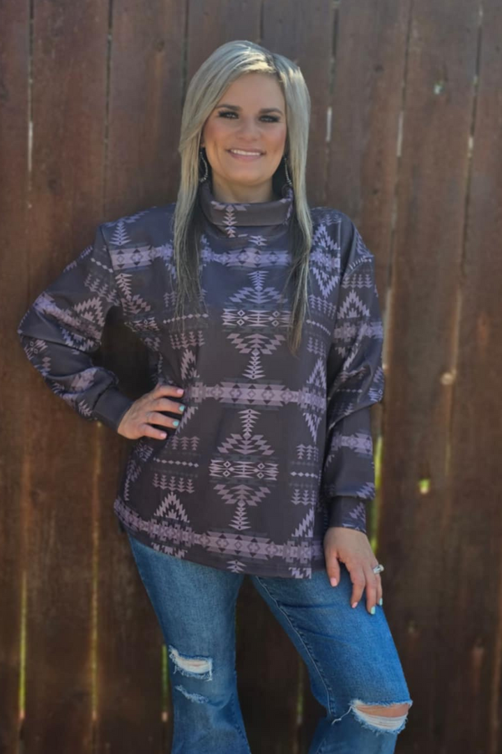 Berlin Aztec mock neck