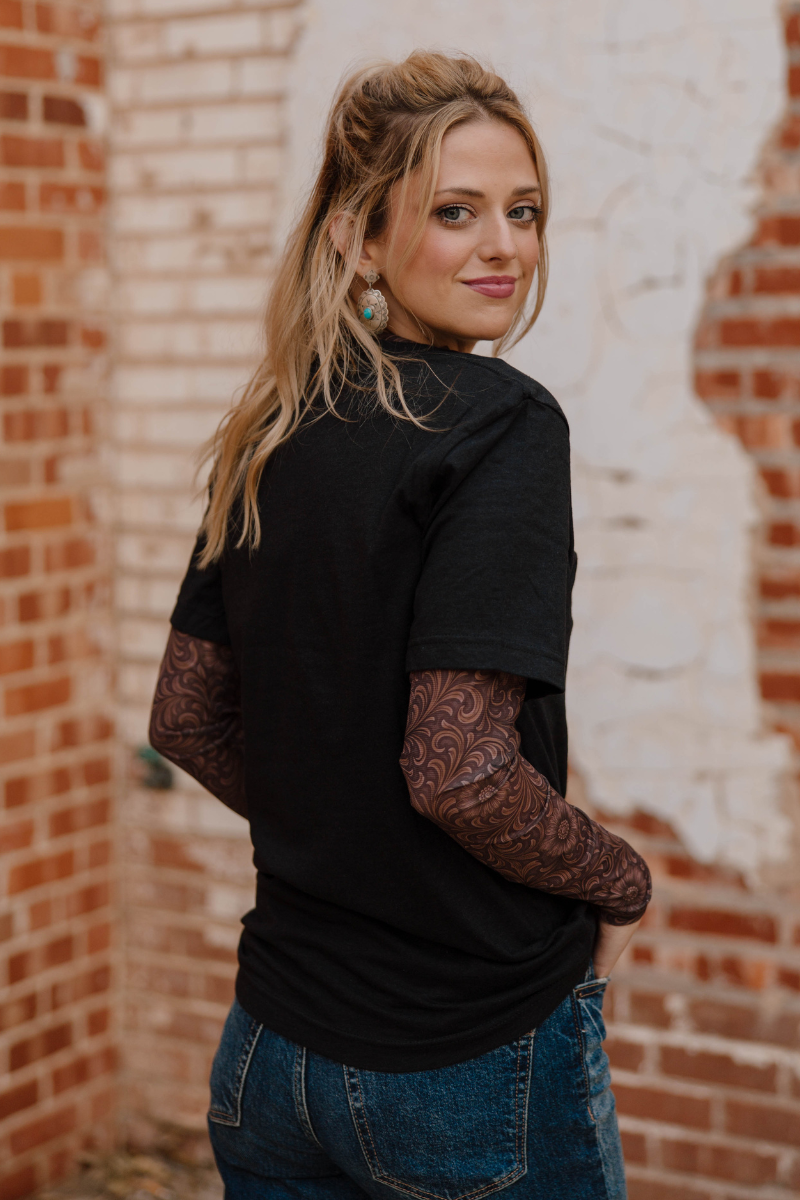 Bronzed Bloom Mesh Top