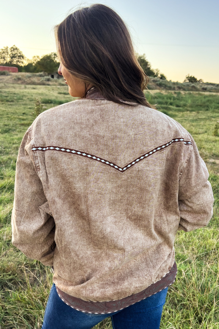 Buckskin Buckstitch Bomber Jacket