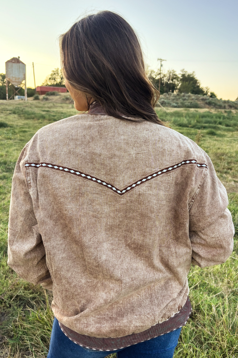 Buckskin Buckstitch Bomber Jacket