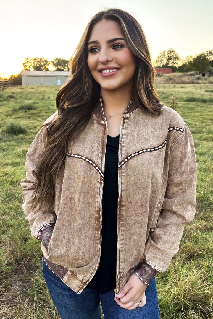 Buckskin Buckstitch Bomber Jacket