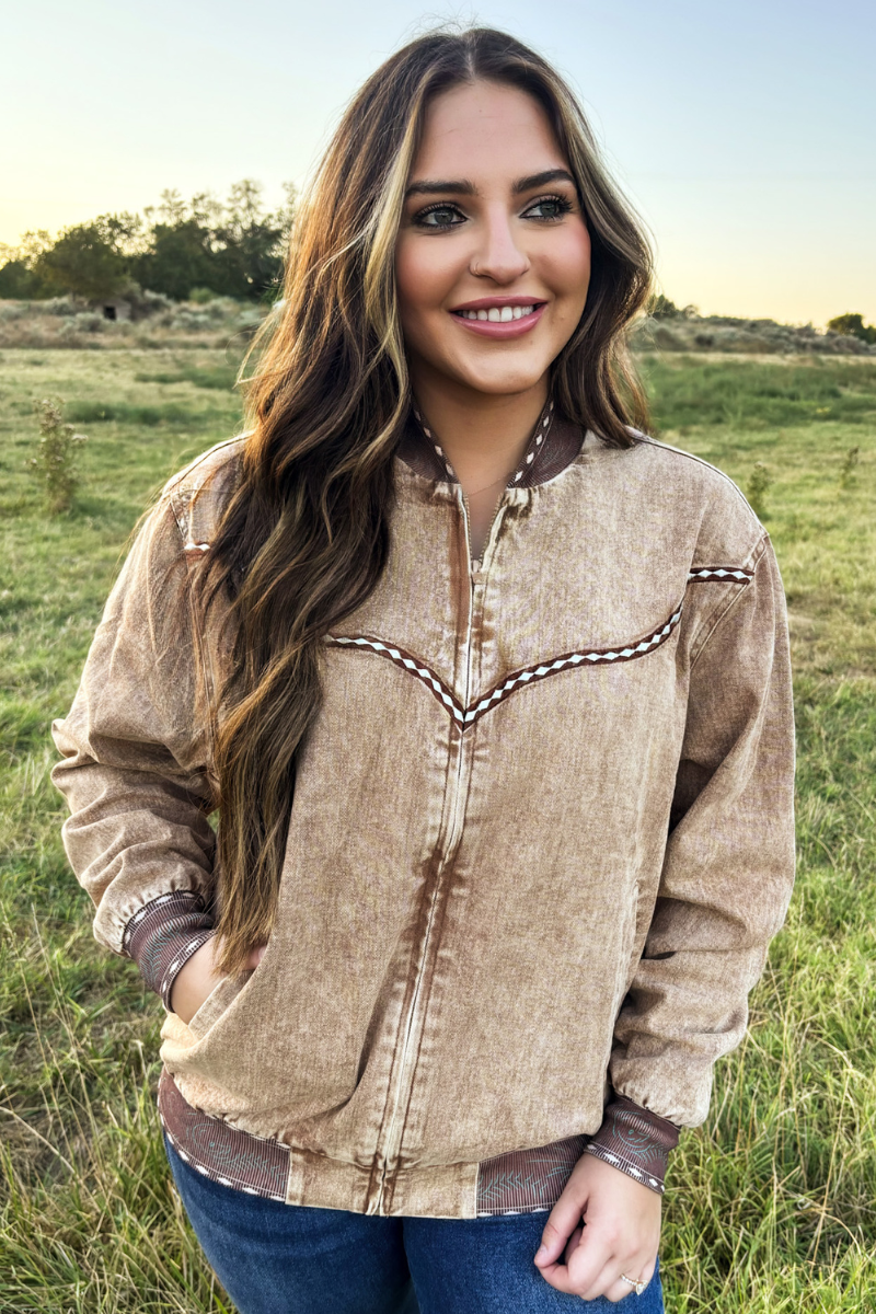 Buckskin Buckstitch Bomber Jacket