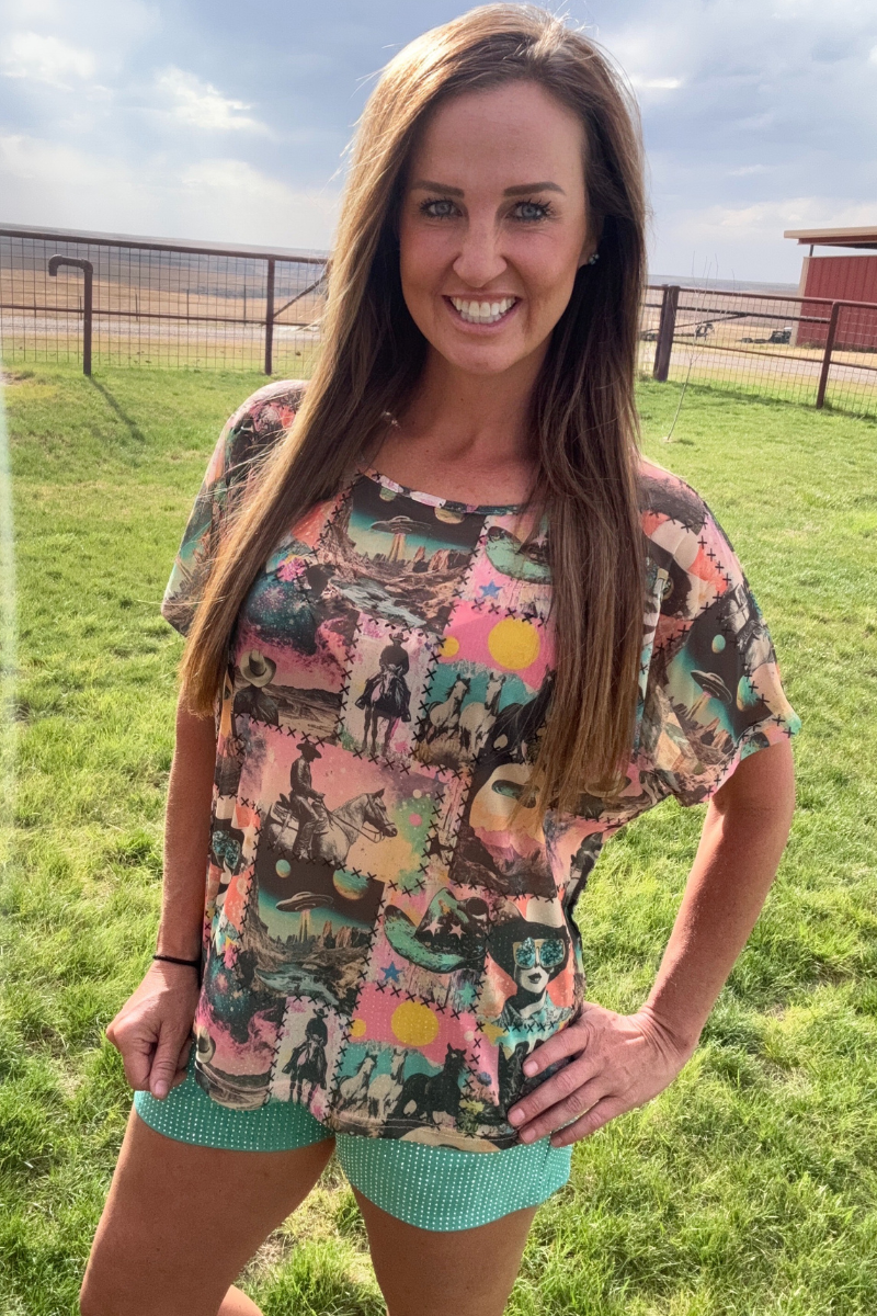 Cosmic Cowgirl Mesh Top