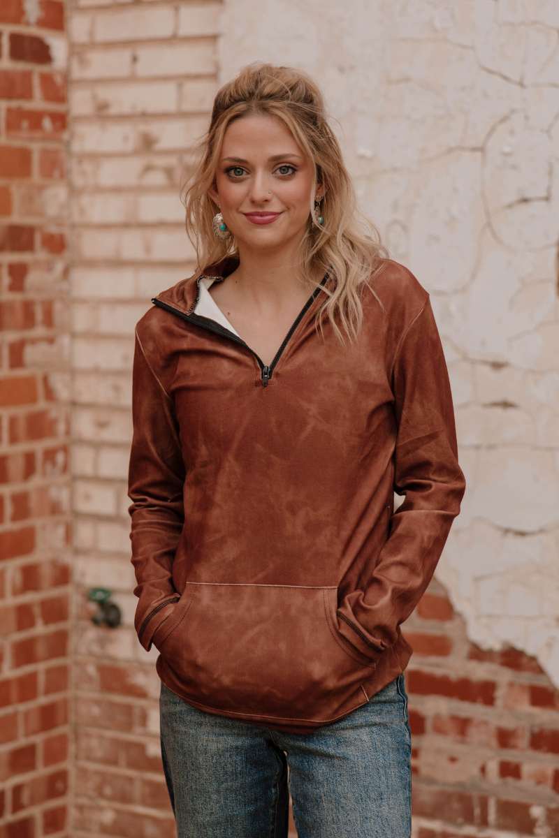 Cowgirl Fade Pullover- Saddle