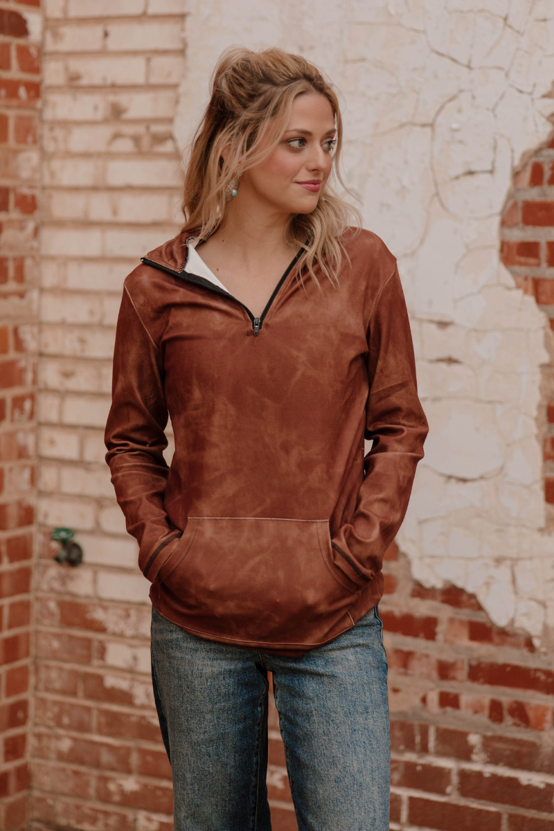 Cowgirl Fade Pullover- Saddle