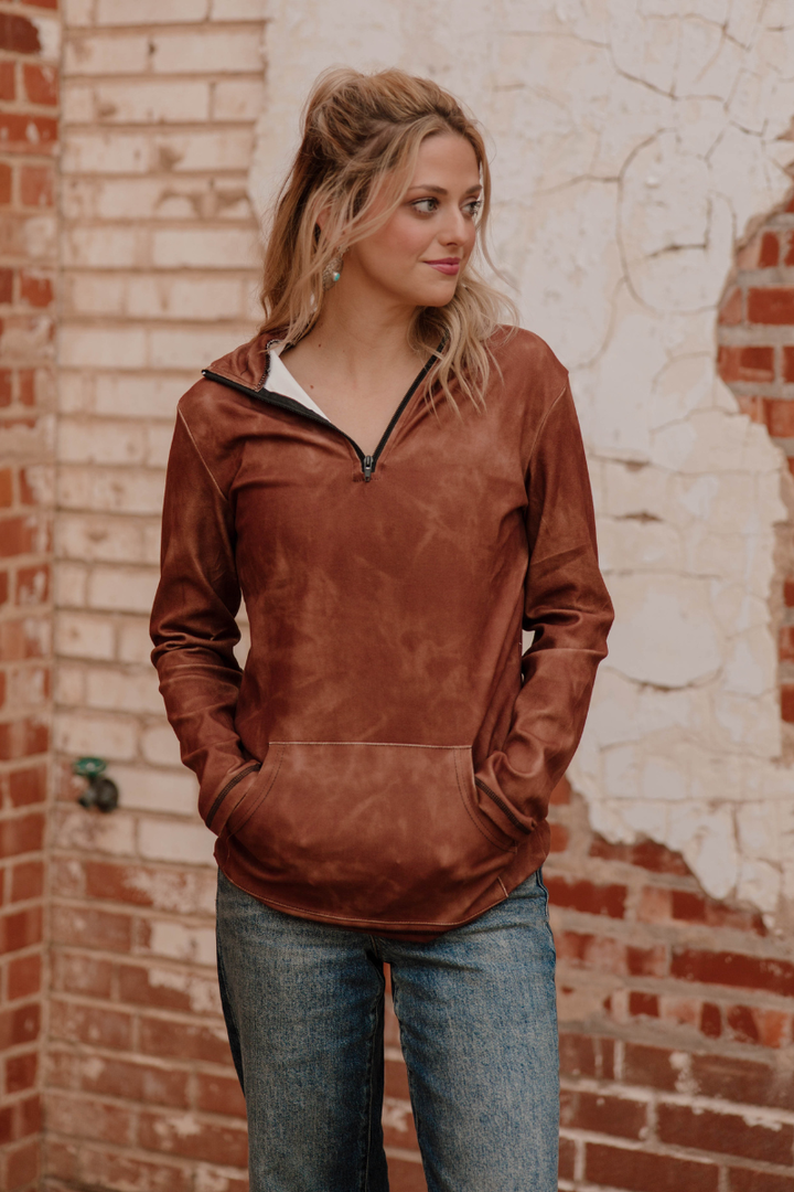 Cowgirl Fade Pullover- Saddle