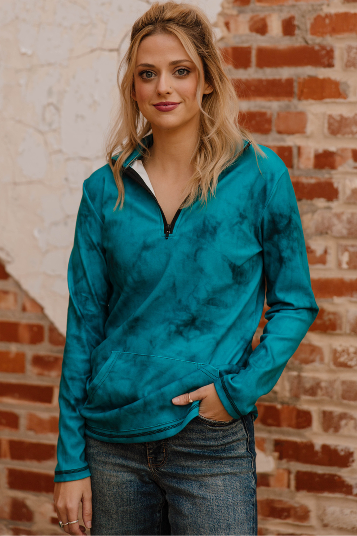 Cowgirl Fade Pullover- Turquoise