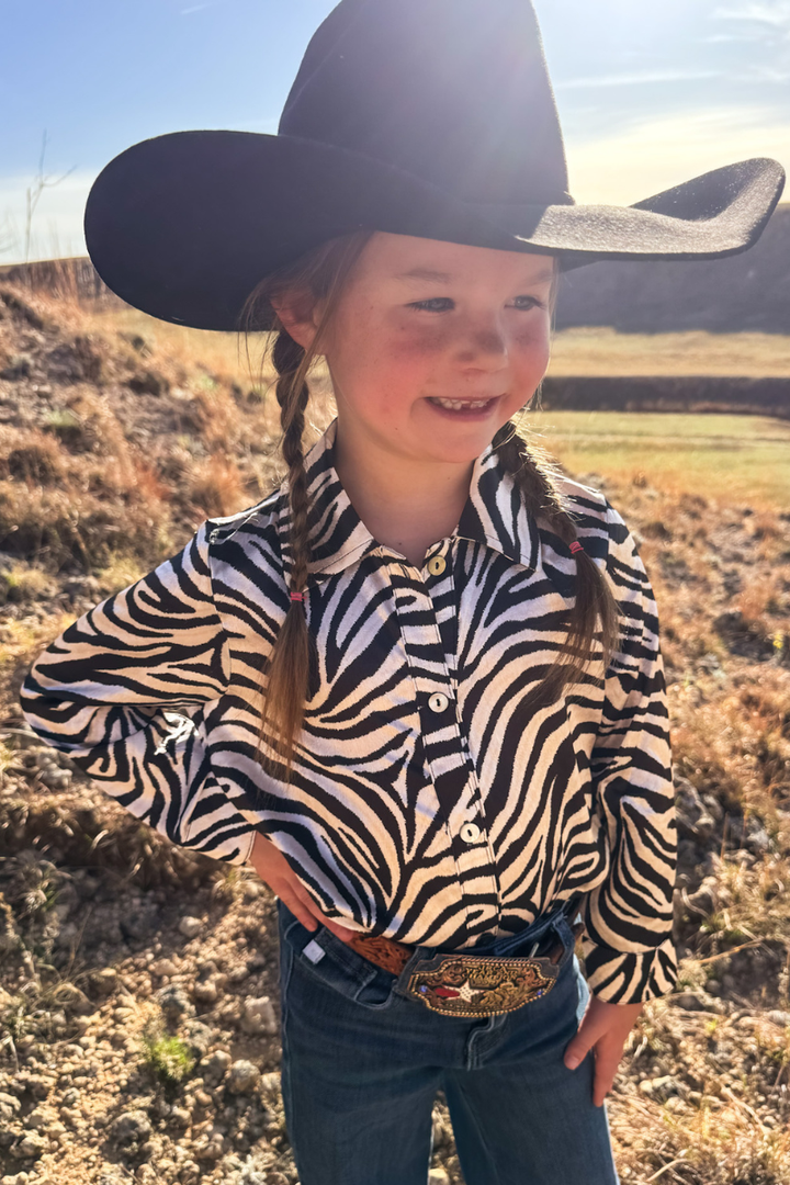 Mini Cowgirl Safari Button Up