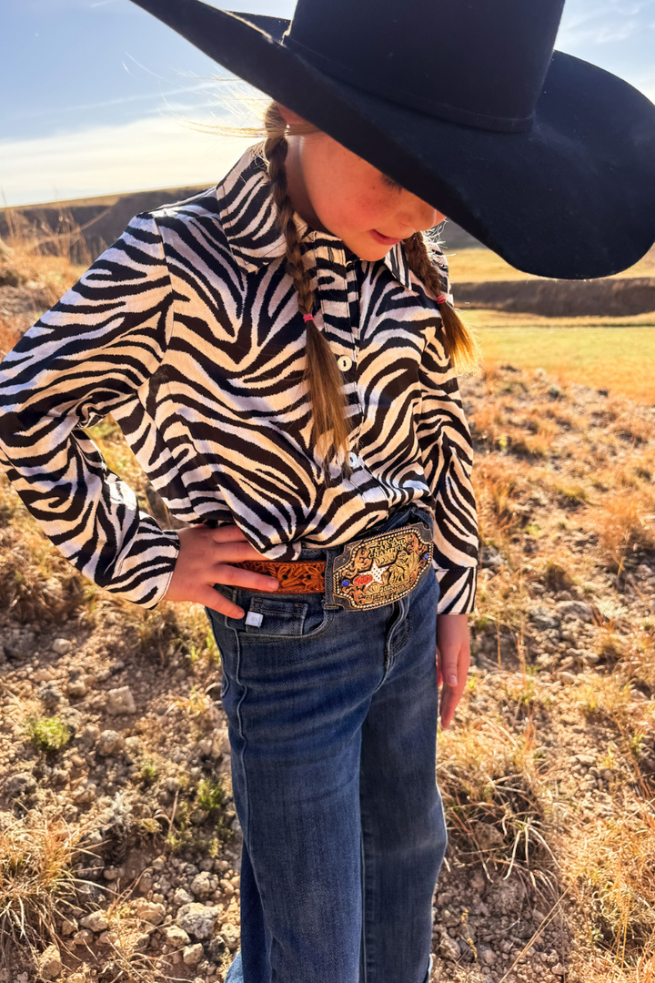 Mini Cowgirl Safari Button Up