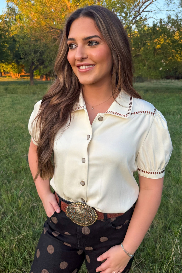 Buckstitch Charm Button Up Top