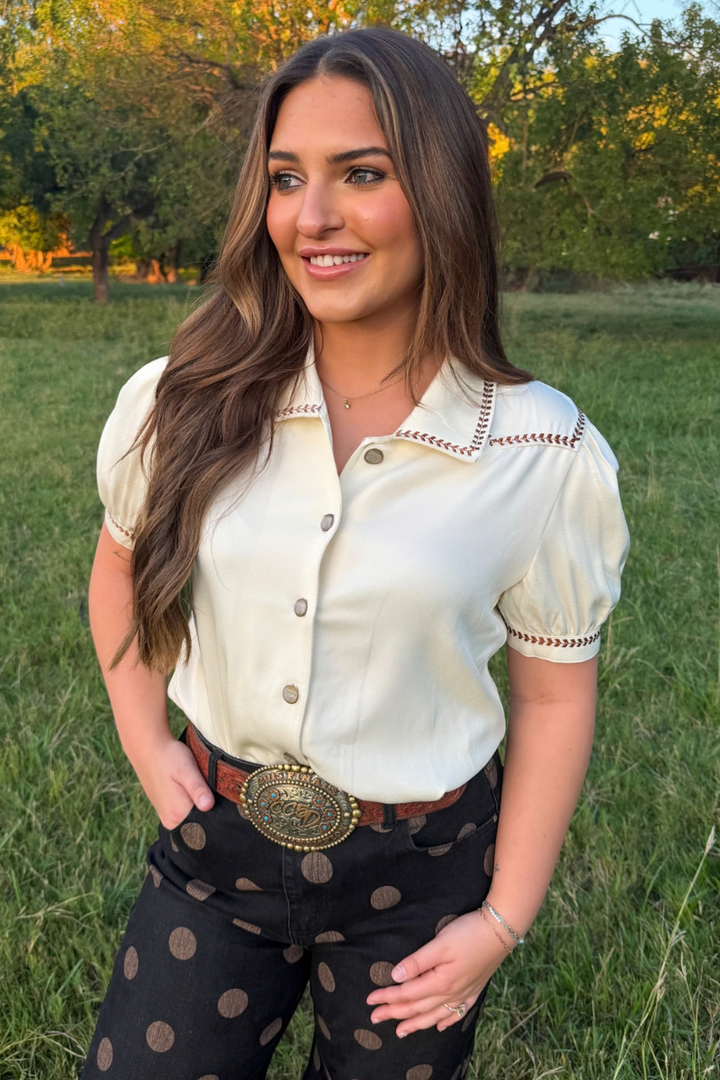 Buckstitch Charm Button Up Top