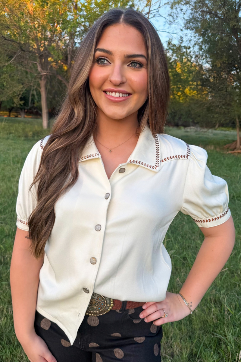 Buckstitch Charm Button Up Top