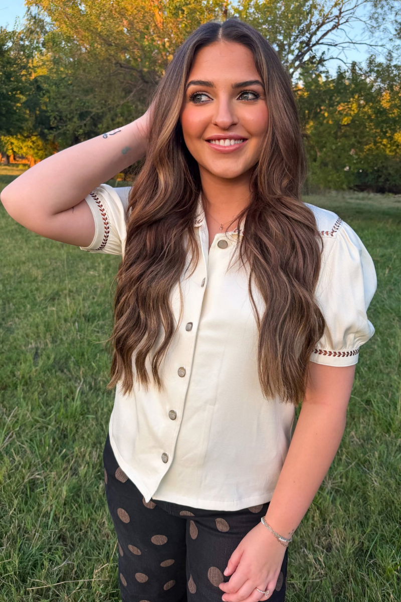 Buckstitch Charm Button Up Top
