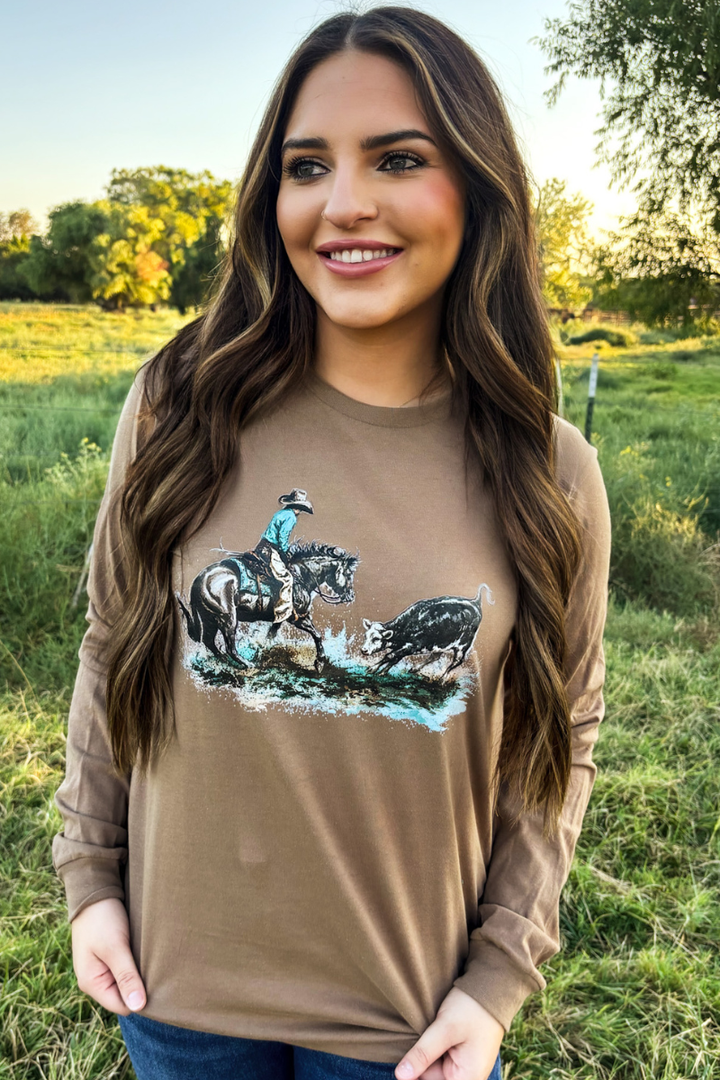 Painted Cowboy Cutter Long Sleeve Tee
