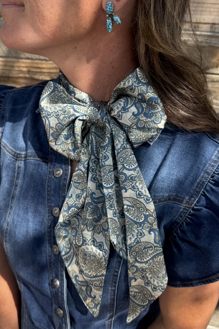 Dusty Denim Paisley Latigo