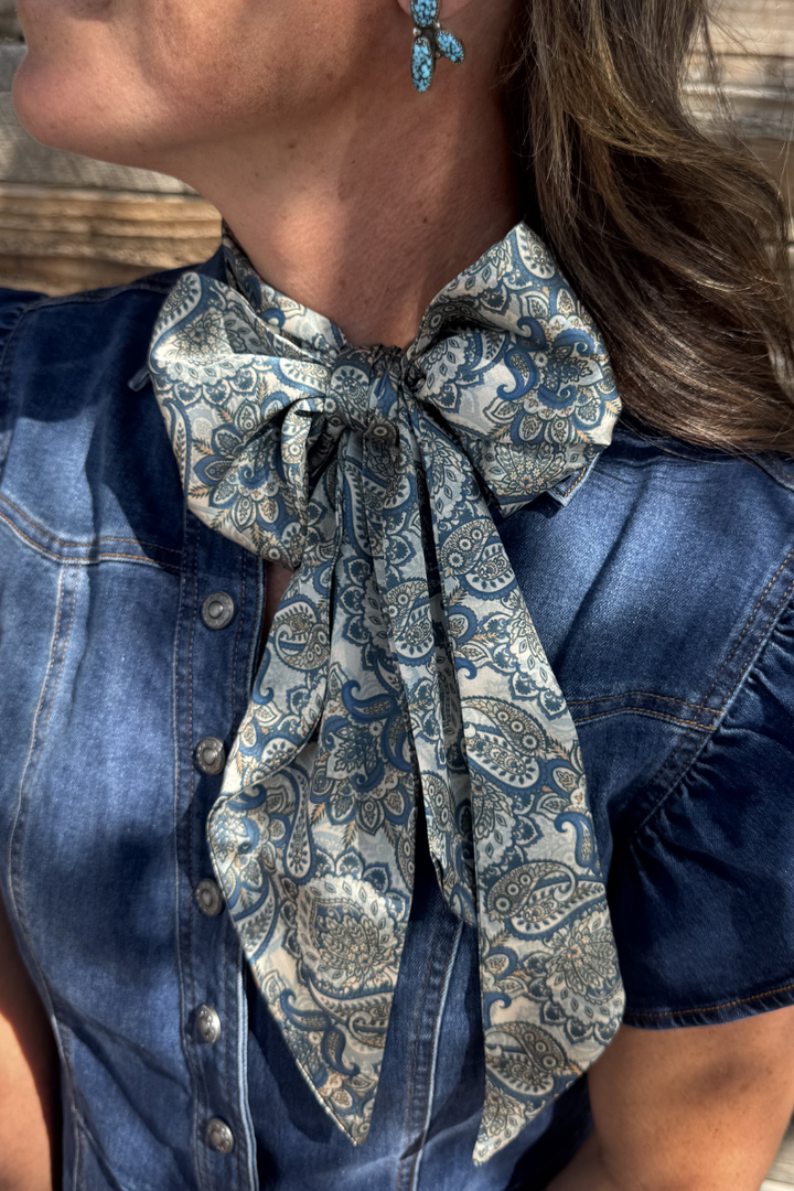 Dusty Denim Paisley Latigo