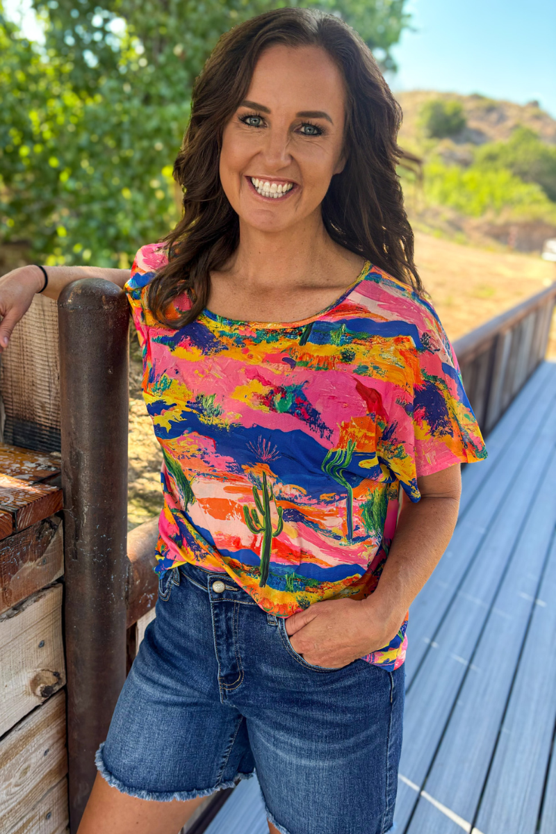 Desert Splash Mesh Top